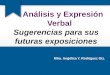 Análisis y Expresión Verbal Sugerencias para sus futuras exposiciones Mtra. Angélica Y. Rodríguez Gtz
