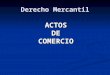 Derecho Mercantil ACTOS DE DECOMERCIO ACTOS MERCANTILES A) ACTOS DE MERCANTILIDAD PURA COSAS TIPICAMENTE MERCANTIL: 1. 1. LA EMPRESA MERCANTIL Y SUS