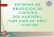 INFORME DE  RENDICION DE CUENTAS ESE HOSPITAL  SAN JUAN DE DIOS - SONSÓN