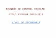 REUNIÓN DE CONTROL ESCOLAR  CICLO ESCOLAR 2012-2013 NIVEL DE SECUNDARIA