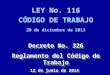 LEY No. 116 CÓDIGO DE TRABAJO 20 de diciembre de 2013