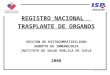 REGISTRO NACIONAL   TRASPLANTE DE ORGANOS SECCION DE HISTOCOMPATIBILIDAD SUBDPTO DE INMUNOLOGIA