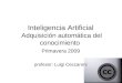Inteligencia Artificial  Adquisición automática del conocimiento