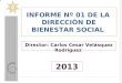 INFORME Nº 01 DE LA   DIRECCIÒN DE BIENESTAR SOCIAL