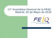 17ª Asamblea General de la FEIQ  Madrid, 22 de Mayo de 2010