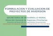 FORMULACION Y EVALUACION DE PROYECTOS DE INVERSION