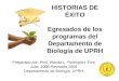 HISTORIAS DE  É XITO Egresados de los programas del Departamento de Biolog í a de UPRH