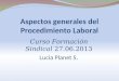 Aspectos generales del Procedimiento Laboral