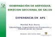 GOBERNACIÓN DE ANTIOQUIA. DIRECION SECCIONAL DE SALUD EXPERIENCIA EN  APS Maribel Ruiz Parra