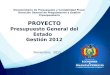 PROYECTO Presupuesto  General del Estado   Gestión 2012