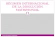 RÉGIMEN INTERNACIONAL DE LA DISOLUCIÓN MATRIMONIAL