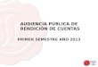 AUDIENCIA PÚBLICA DE RENDICIÓN DE CUENTAS  PRIMER SEMESTRE AÑO 2013