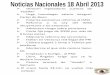Noticias Nacionales 18 Abril 2013