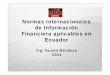 NIIF Normas Internacionales de Informacion Financiera aplicables en Ecuador
