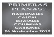 Primeras Planas Nacionales y Cartones 26 Noviembre 2012