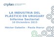 LA INDUSTRIA DEL PLÁSTICO EN URUGUAY Informe Sectorial 10 Diciembre 2015 Héctor Gebelin - Paula Iharur