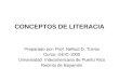 CONCEPTOS DE LITERACIA Preparado por: Prof. Nelliud D. Torres Curso: GEIC-1000 Universidad Interamericana de Puerto Rico Recinto de Bayamón