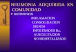 NEUMONIA ADQUIRIDA EN COMUNIDAD  DEFINICION INFLAMACION CONSOLIDACION SIGNOS INFILTRADOS Rx. AUSCULTACION NO HOSPITALIZADO