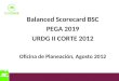 Balanced Scorecard BSC PEGA 2019 URDG II CORTE 2012 Oficina de Planeación, Agosto 2012