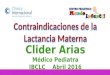Contraindicaciones de la Lactancia Materna. Clider Arias. 2016