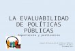 La evaluabilidad de políticas públicas