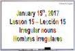 15. Irregular nouns - Nombres irregulares