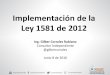 Presentacion webinar "Implementación de la Ley 1581 de 2012"