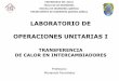 LABORATORIO DE OPERACIONES UNITARIAS I · PDF fileDeterminar el calor transferido, la temperatura media logarítmica, el coeficiente de película externo e interno, el coeficiente