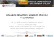 GRANDES DESASTRES MINEROS EN CHILE Y EL · PDF file• el polvo producido por la perforación, la voladura y ... 2-3 millones de m3 vertidos a ríos Makulapnit y Boac en ... reproductiva