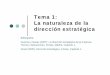 Tema 1: La naturaleza de la dirección estratégica Facilita análisis sistemático, lógico y racional de la decisión 2) Permite a la empresa ser más proactiva 3) Ayuda a evaluar