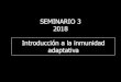 SEMINARIO 3 2018 Introducción a la inmunidad adaptativa³genos y sitios de multiplicación Sitio de infección Organismo Intracelular Extracelular citoplasmático vesicular espacio