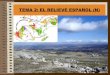 TEMA 2: EL RELIEVE ESPAÑOL (N) relieve Equilibrio llanuras y montañas Forma maciza, ... plano, contornos irregulares y delimitado, normalmente, por bordes abruptos
