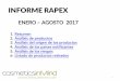 INFORME RAPEX - CosmeticsinMindcosmeticsinmind.com/cosmetics/Informe-RAPEX-Enero-Agosto-2017-ESP.pdfcreamos belleza, generamos valor INFORME RAPEX : RESUMEN • El nº de productos