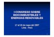 I CONGRESO SOBRE BIOCOMBUSTIBLES Y …intranet2.minem.gob.pe/web/archivos/ogp/GVEP/Celi.pdf · 1 I CONGRESO SOBRE BIOCOMBUSTIBLES Y ENERGIAS RENOVABLES 17 al 19 de mayo del 2007 Lima