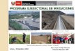 PROGRAMA SUBSECTORIAL DE IRRIGACIONES€¦ · 05 bocatomas 106 Km de canales mejorados 733 hectáreas con riego tecnificado 35,332 agricultores beneficiados 28,686 agricultores capacitados