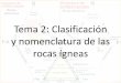 Tema 2: Clasificación y nomenclatura de las rocas ígneas · Análisis de roca total de 41,000 rocas ígneas alrededor del mundo Continuidad en las composiciones de las rocas Variedad
