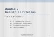 Unidad 2: Gestión de Procesos - Departamento de …fjgonzalez/apuntes/Tema4.pdf · Unidad 2: Gestión de Procesos Tema 4, Procesos: 4.1 El concepto de proceso. 4.2 Planificación