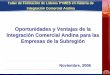 Oportunidades y Ventajas de la Integración Comercial ... · Taller de Formación de Líderes PYMES en materia de Integración Comercial Andina Oportunidades y Ventajas de la Integración