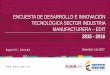 Presentación Encuesta de Desarrollo e Innovación ... · Nombre de la investigación: Encuesta de Desarrollo e Innovación Tecnológica en la industria manufacturera –EDIT. Objetivo