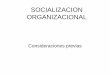 SOCIALIZACION ORGANIZACIONAL - ldiazvi.webs.ull.es · Socialización Organizacional Proceso continuo de ajuste dinámico y cambiante entre las expectativas personales y las demandas