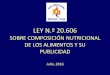 LEY N.º 20 - CHILE 20606 Etiquetado.pdf · Reglamento Sanitario de los Alimentos LEY N.º 20.606. ... en Chile que contenga entre sus ingredientes o haya utilizado en su elaboración