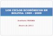 LOS CICLOS ECONÓMICOS EN BOLIVIA: 1989 - 2009 · Toallas higiénicas, pañales desechables, etc. ... de las N familias de la encuesta Aplicar factor de expansión Agregar resultados