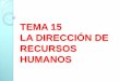 TEMA 15 LA DIRECCIÓN DE RECURSOS HUMANOSiesvandelvira.com/.../uploads/2014/09/14.-Presentación-Tema-15-1.pdf · TEMA 15 LA DIRECCIÓN DE RECURSOS HUMANOS ... 3. Estudio del liderazgo