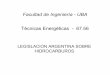 Facultad de Ingeniería - UBA Técnicas Energéticas - 67materias.fi.uba.ar/6756/ClaseLegislacionArgentinaHidrocarburos.pdf · hidrocarburos, con los requisitos y en las condiciones