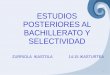 ESTUDIOS POSTERIORES AL BACHILLERATO Y SELECTIVIDAD · TEMAS DE LA REUNIÓN 1. Estudios posteriores al Bachillerato: ... • Historia del Arte • Dibujo artístico II ... Selectividad