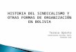 [PPT]Historia del sindicalismo y otras formas de … SINDICALISMO Y ORGANIZACIONES… · Web viewHISTORIA DEL SINDICALISMO Y OTRAS FORMAS DE ORGANIZACIÓN EN BOLIVIA Teresa Oporto