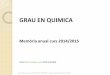 GRAU EN QUIMICA - Universitat de València anual grauQuim_14... · GRAU EN QUIMICA. Memòria anual curs 2014/2015. Fuente . https: ... redacció de l’informe anual. Estudiants matriculats