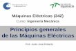 Principios generales de las Máquinas Eléctricas · Principios generales de las ME Pérdidas en las Máquinas Eléctricas Pérdidas magnéticas pérdidas en el Hierro max n >W@P
