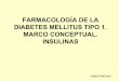 FARMACOLOGÍA DE LA DIABETES MELLITUS TIPO 1. MARCO ... · DIABETES MELLITUS SINDROME caracterizado por HIPERGLUCEMIA, alteración del metabolismo de los HIDRATOS de CARBONO, LÍPIDOS