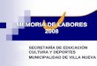 MEMORIA DE LABORES 2008 - claudiomagnifico.com · Inicio de Actividades IX Juegos Interescolares ENERO: Se realizó la revista con todas las actividades del año 2007 y reglamentos